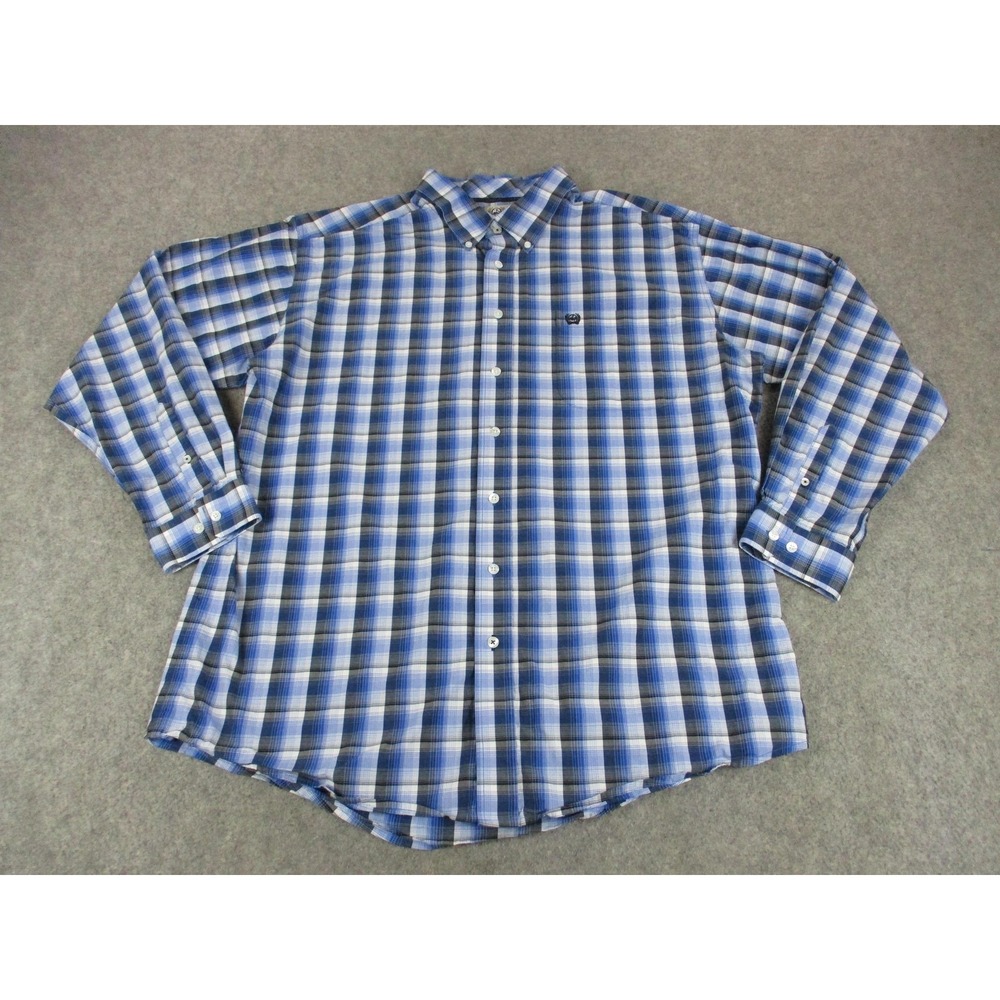 Cinch Shirt Mens Extra Large Blue Plaid Button Down Long Sleeve Rodeo Rancher
